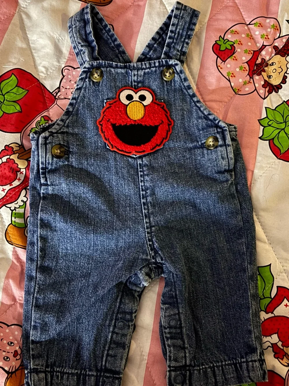 Kids Denim Overalls with Red Elmo patch